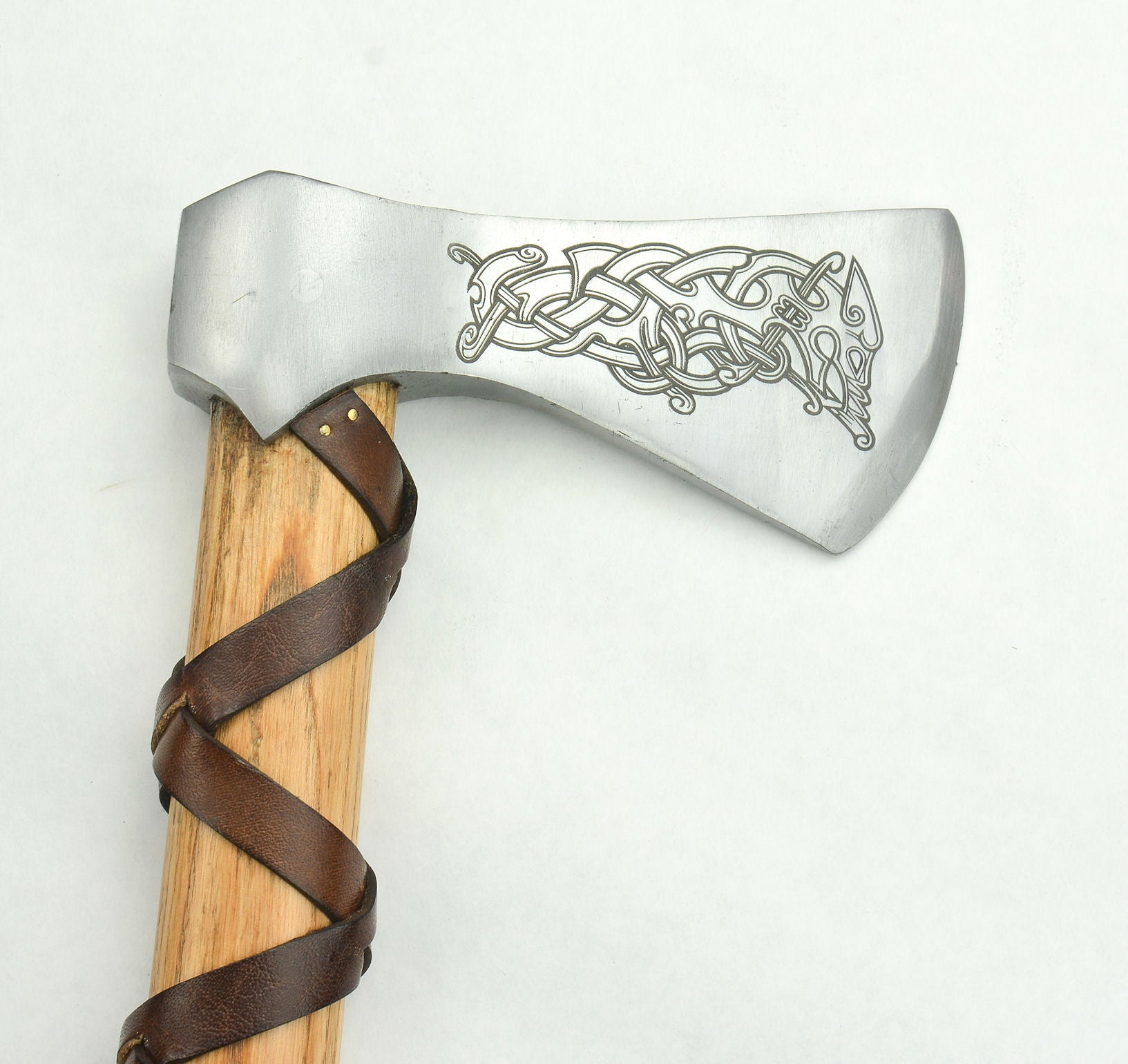 Viking Type L Axe with Etched Norse Design