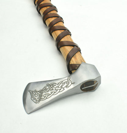 Viking Type L Axe with Etched Norse Design