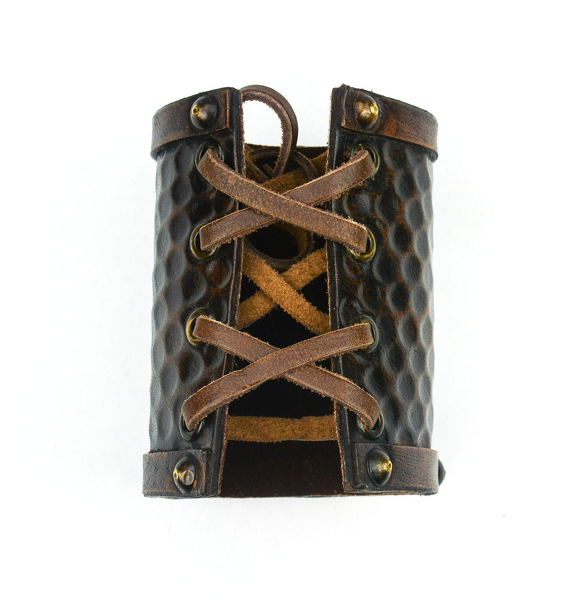 back side of the Viking Leather Cuff with Norse Ravens