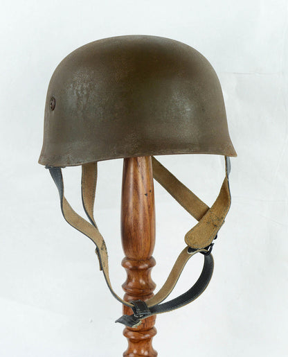 Back view of a WWII German Paratrooper Helmet with Antiqued Finish