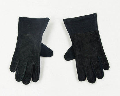 Black Suede Leather Gloves - Large
