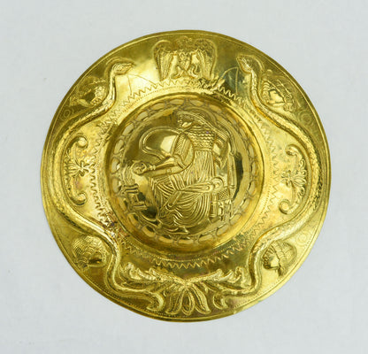 Roman Embossed Brass Shield Boss - 20 Gauge