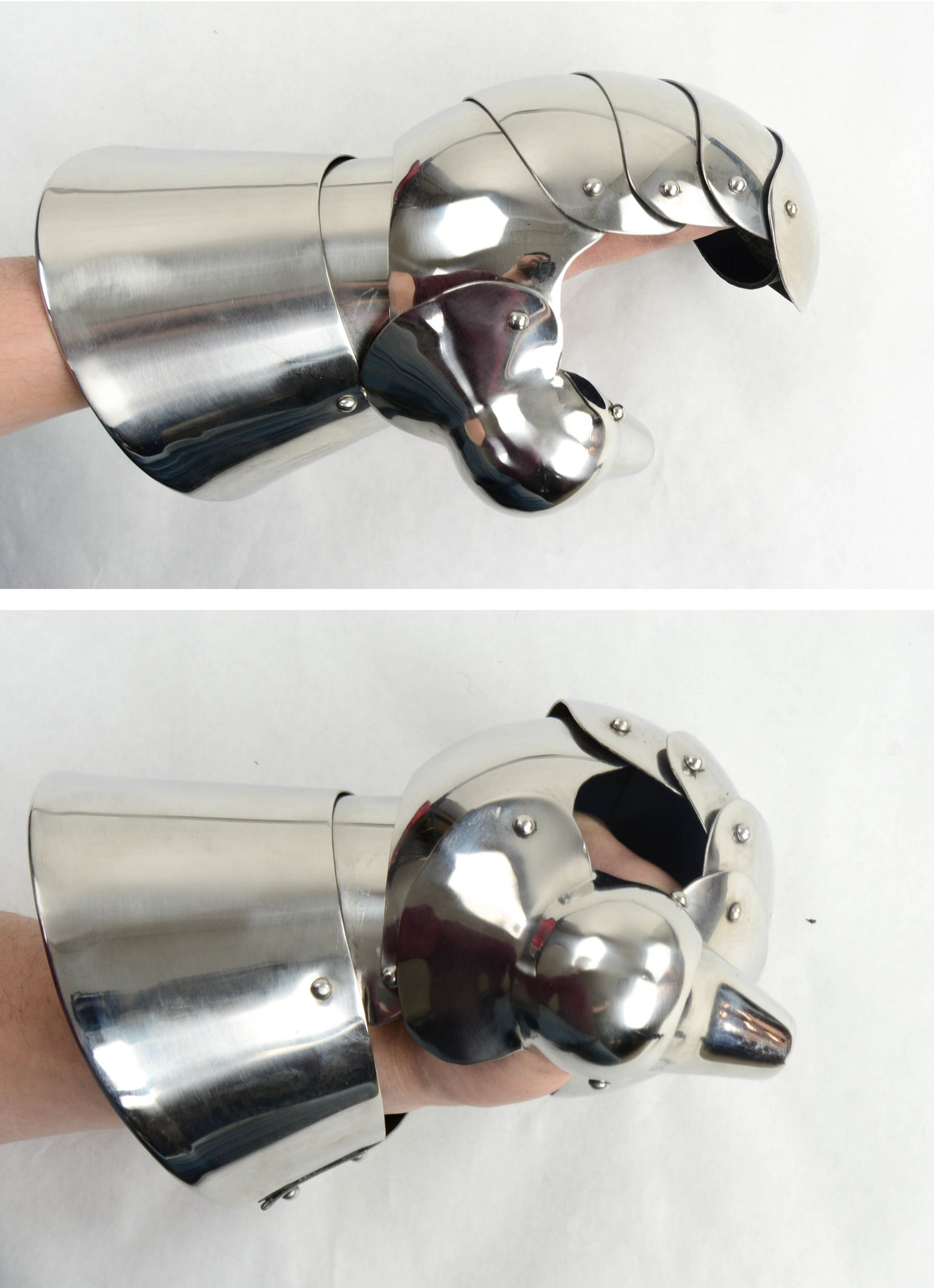Stainless Steel Clamshell Gauntlets - 16 Gauge