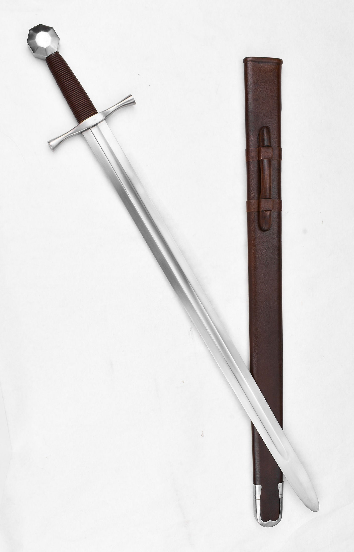 12th Century Holy Land Crusader Sword - Stage Combat version on leather sheath