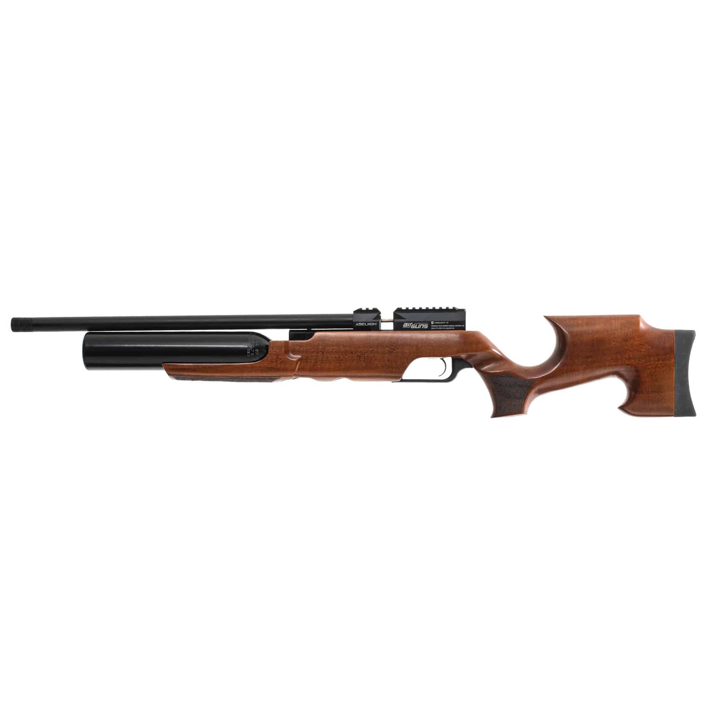 Left side view of a brown Aselkon MX6 .22 Caliber Air rifle