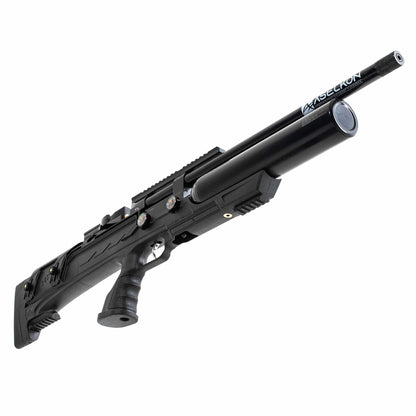 Right angle view of a black Aselkon MX8 .25 Caliber PCP Air Rifle 