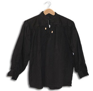 CAS Hanwei Cotton Shirt, Collarless, Laced w/Toggles Black