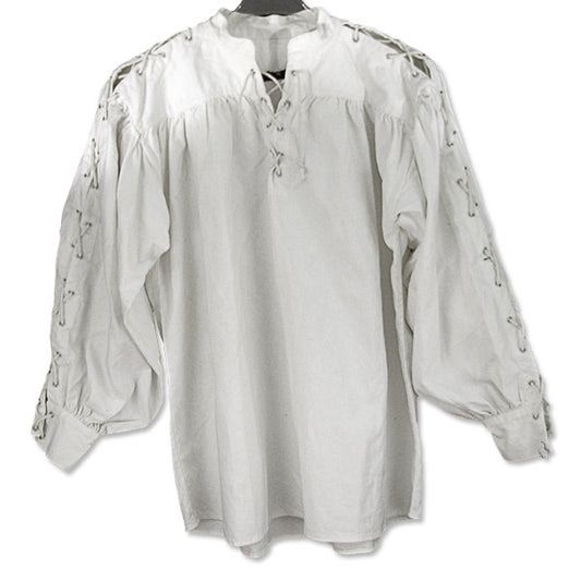  CAS Hanwei Cotton Shirt, Collarless, Laced Neck&Sleeves