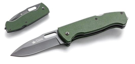 Ute 440C-Gray Titanium Knife-Green Handle
