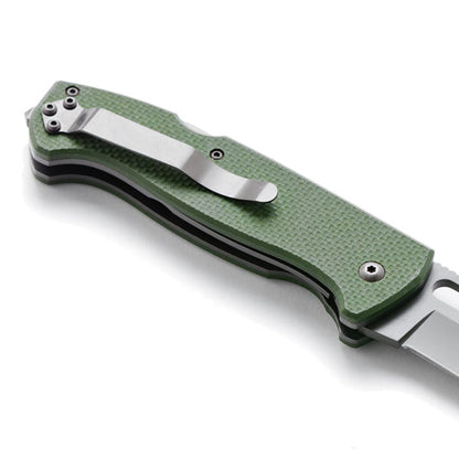 Ute 440C-Gray Titanium Knife-Green Handle