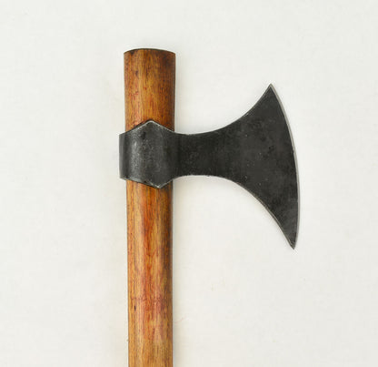 Viking Throwing Axe with a black ax head and wood handle