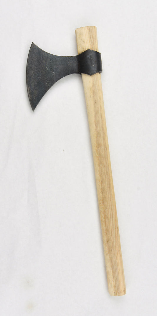 Viking Throwing Axe with a black ax head and wood handle