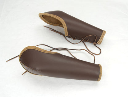 Leather Bazubands - Bracers with Elbow Protection - Brown
