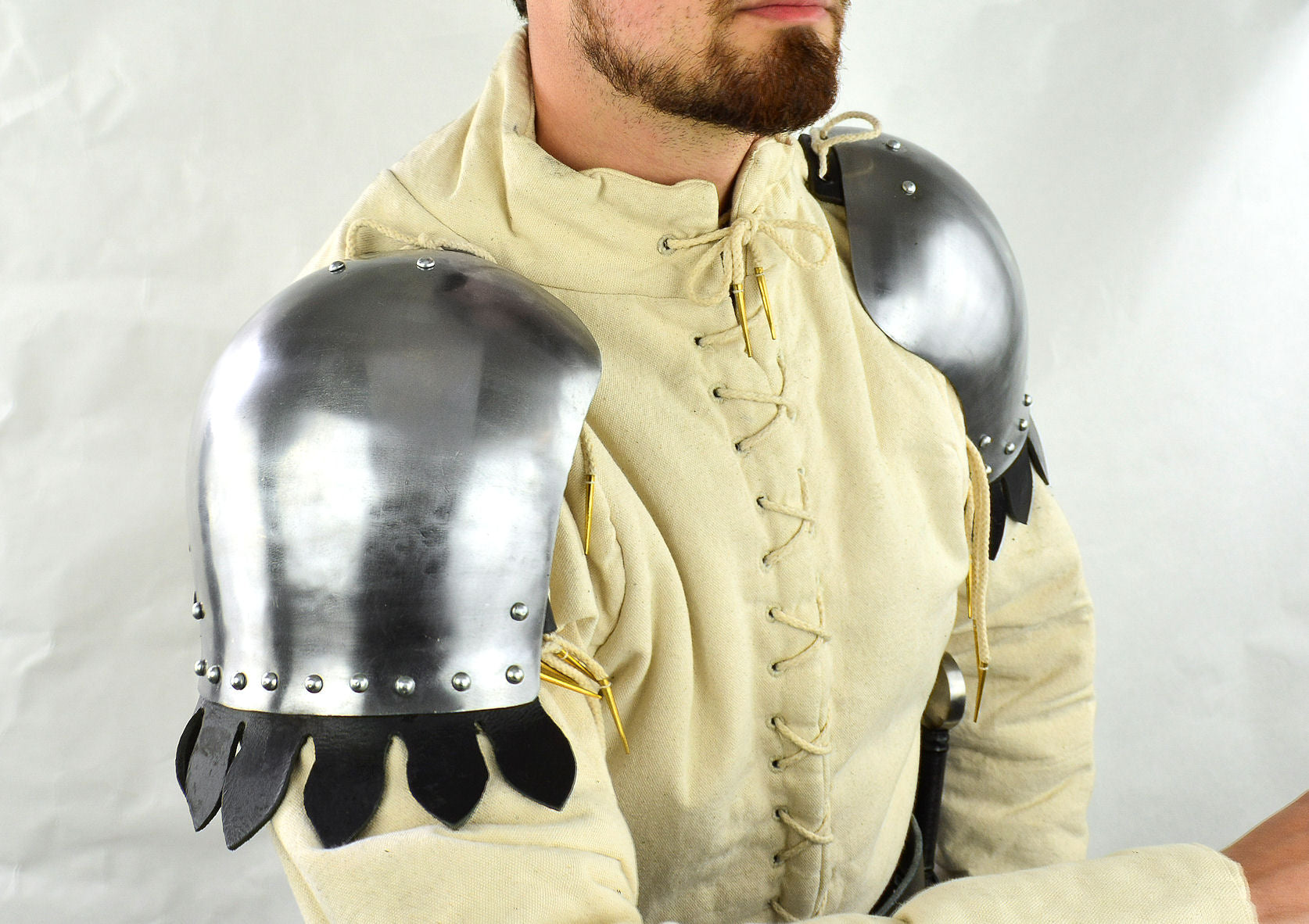Medieval Pauldrons - Mountable Upgrade for Chainmail and Padded Armor - 16 Gauge Steel