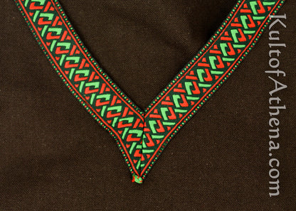 close up of the tunic collar detail