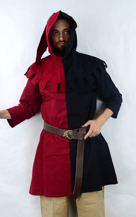 14th Century Hood - Red & Black