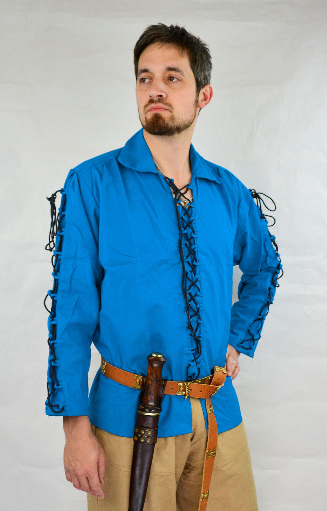 Knight's Shirt - Blue with Black Lacing