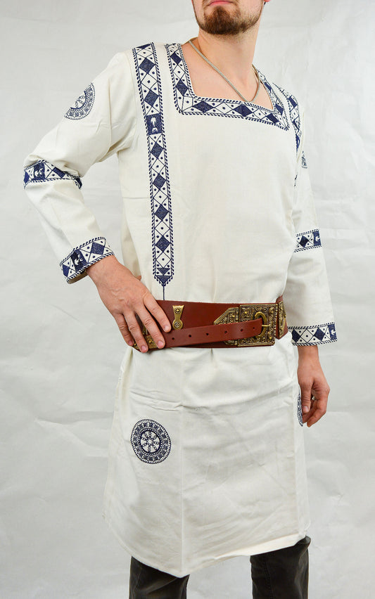 Late Roman Embroidered Tunic - Dark Blue