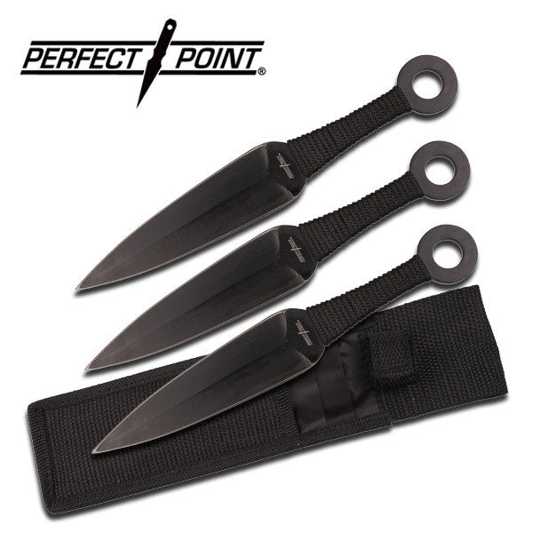 3-Piece 9 Inch Black Throwing Knife Set