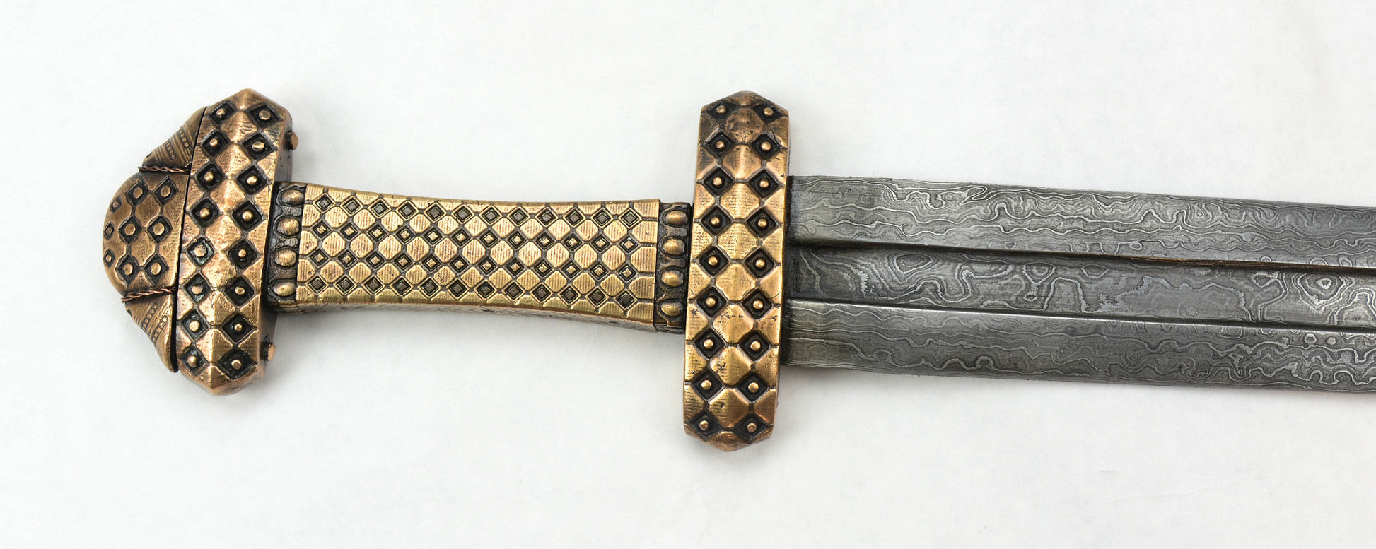 Bronze Hilt Viking Sword with Damascus Blade
