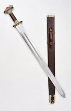 Load image into Gallery viewer, Scandinavian Vendel Chieftain&#39;s Sword - Tin Plated with Brass Hilt Accents
