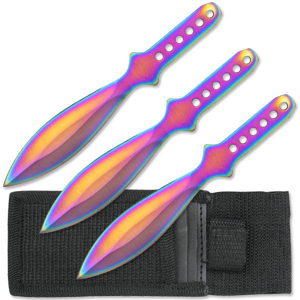 3-Piece Rainbow Color Throwing Knife Set