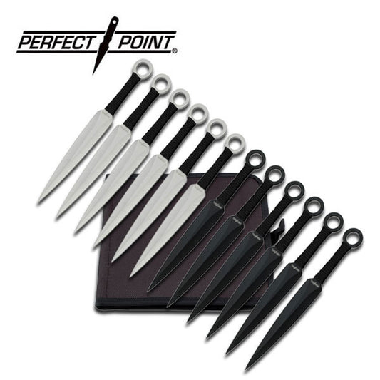 12-Pieces Cord Wrap Handle Throwers Set six silver six black