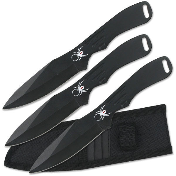 3-Piece 8 Inch Black Stainless Throwing Knife Set