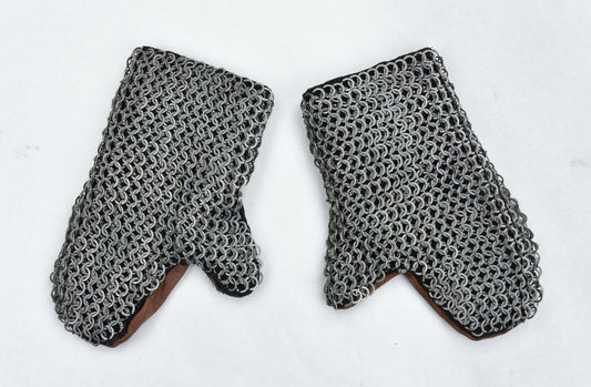 Padded Chainmail Mitten Gauntlets - Alternating Dome Riveted Mild Steel Flat Rings