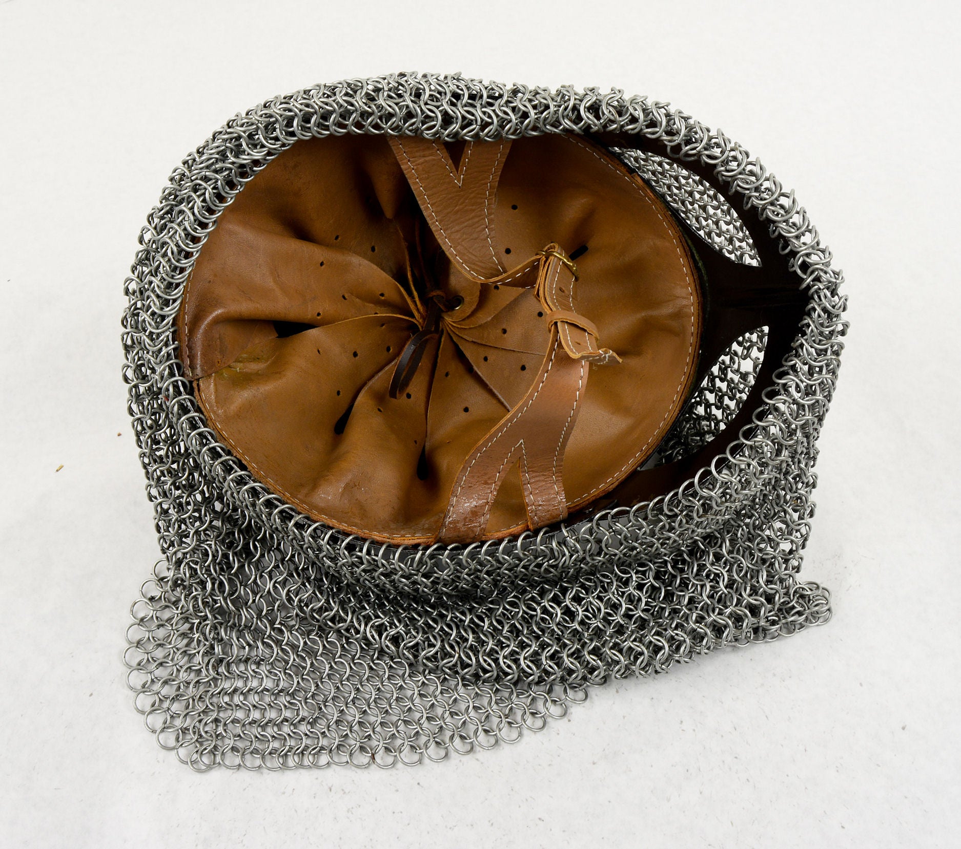 inside view of the Viking Ocular Helm with Chainmail Camail