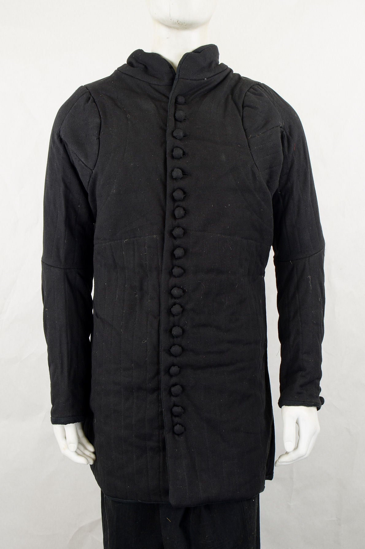 Full front view 14th Century Gambeson - Black