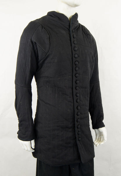 Front view 14th Century Gambeson - Black