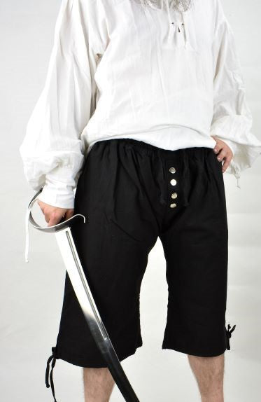 Cotton Canvas Pirate Breeches - Black - Size Large