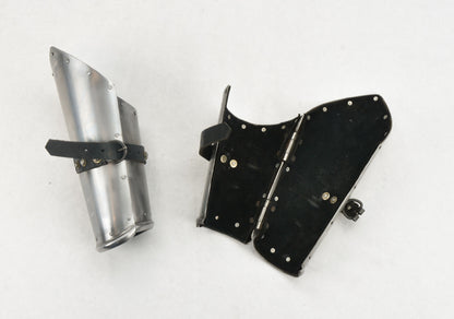 Steel Hinged Bracers with Leather Lining - 16 Gauge Steel
