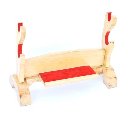 Two Tier Beech Wood Sword Stand - Deluxe Version