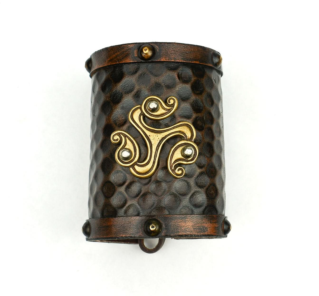 Celtic Leather Cuff with Large Triskele