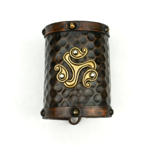 Celtic Leather Cuff with Large Triskele