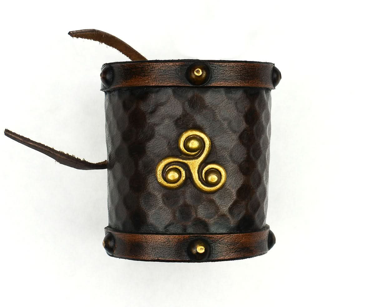 Celtic Leather Cuff with Triskele