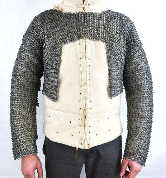 Chainmail Half Hauberk - Alternating Dome Riveted Flat Rings