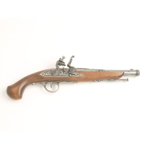 Colonial Replica 18TH Century Engraved Flintlock Pistol