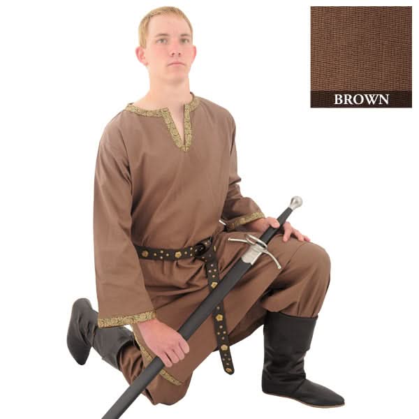 Cotton Shirt with Ribbon, Brown