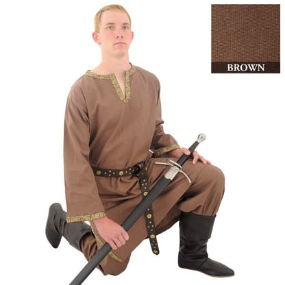 Cotton Shirt with Ribbon, Brown