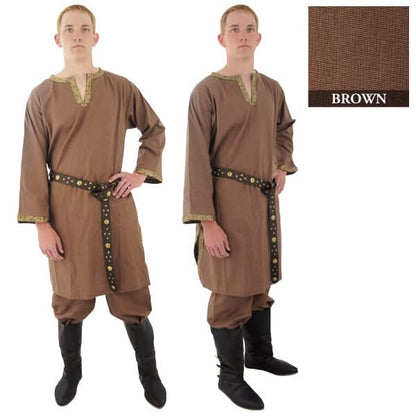 Cotton Shirt with Ribbon, Brown