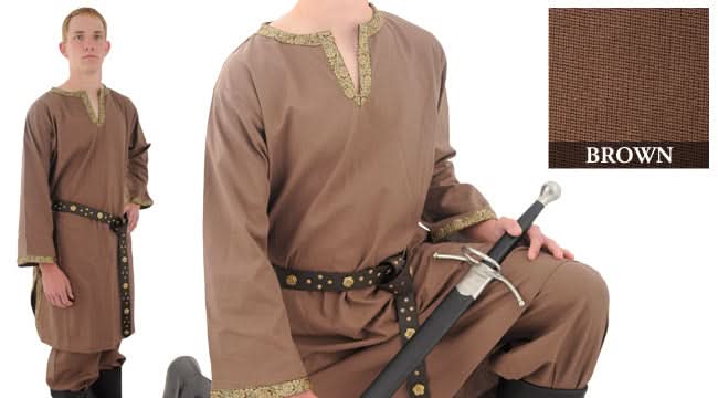 Cotton Shirt with Ribbon, Brown