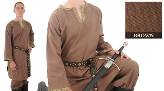 Cotton Shirt with Ribbon, Brown