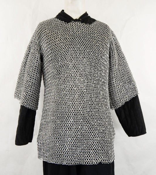 DANA Aluminum Half-Sleeve Haubergeon - Dome Riveted Round Rings and Alternating Flat Rings