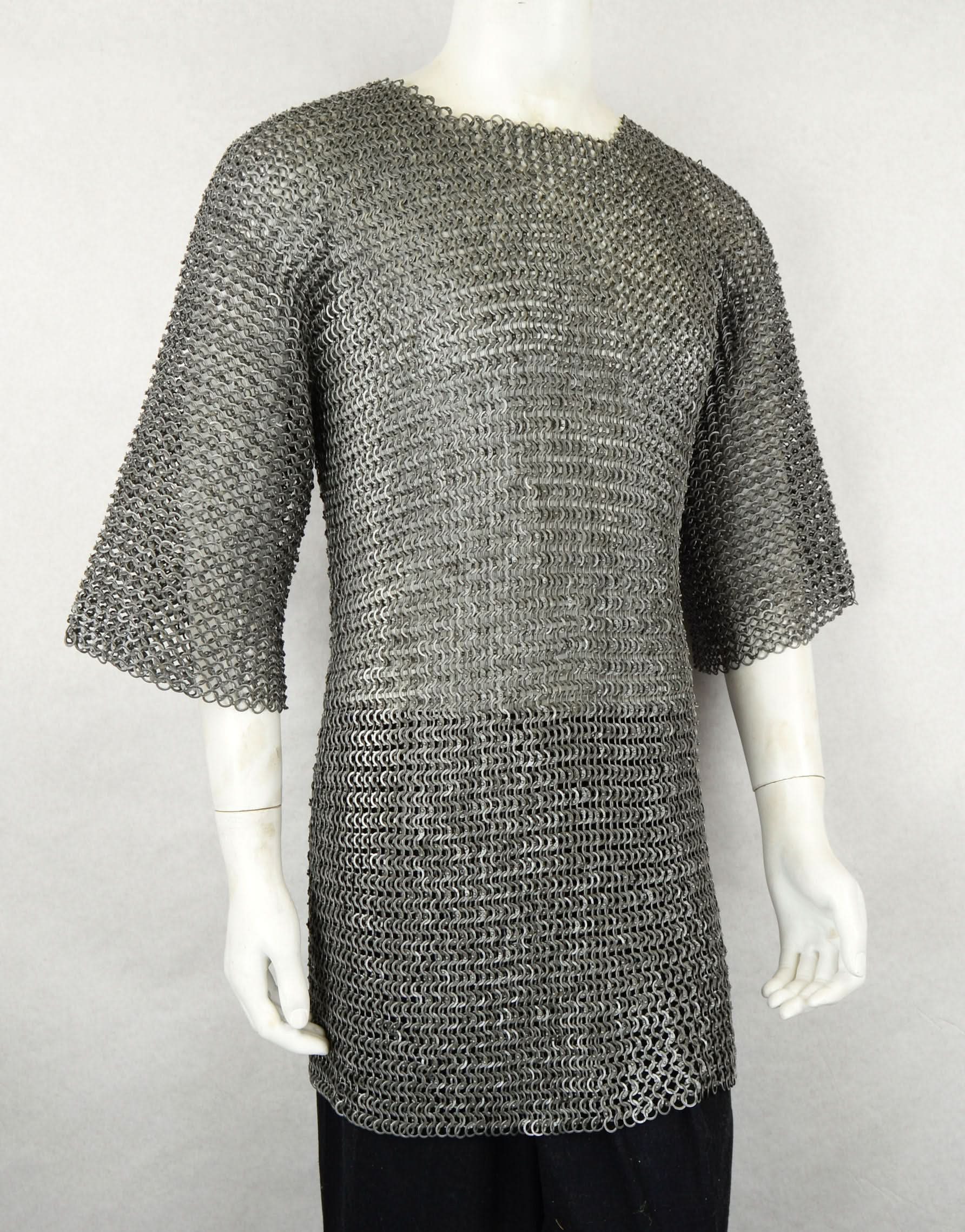 DANM Chainmail Half-Sleeve Haubergeon - Alternating Dome Riveted Flat Rings