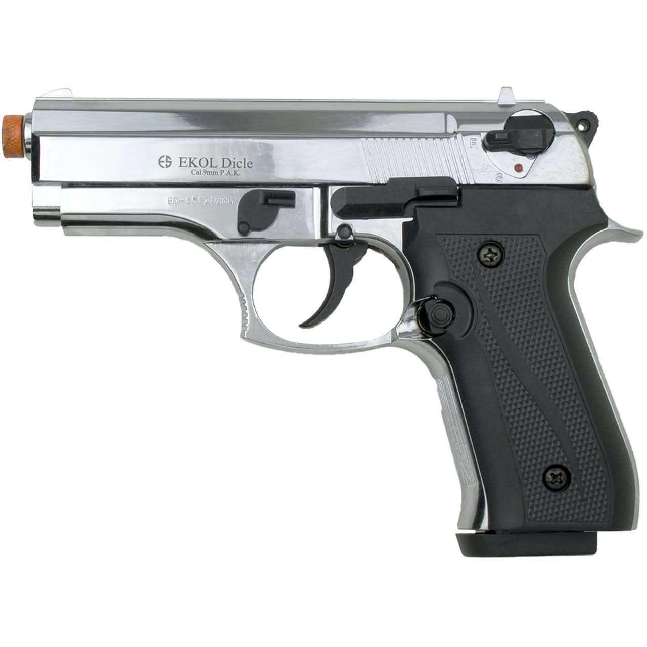 Dicle 8000 9mm Blank Firing Pistol- Nickel Finish