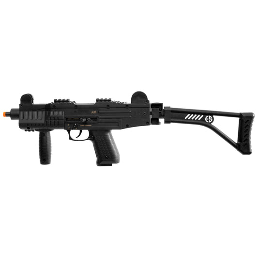 Ekol ASI Uzi Fully Automatic Front Firing Blank Pistol Matte Black Finish with Stock