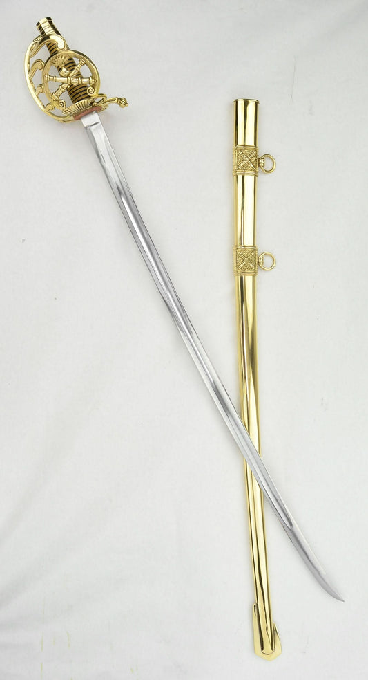 French Napoleonic Artillery Officer's Sword - brass scabbard